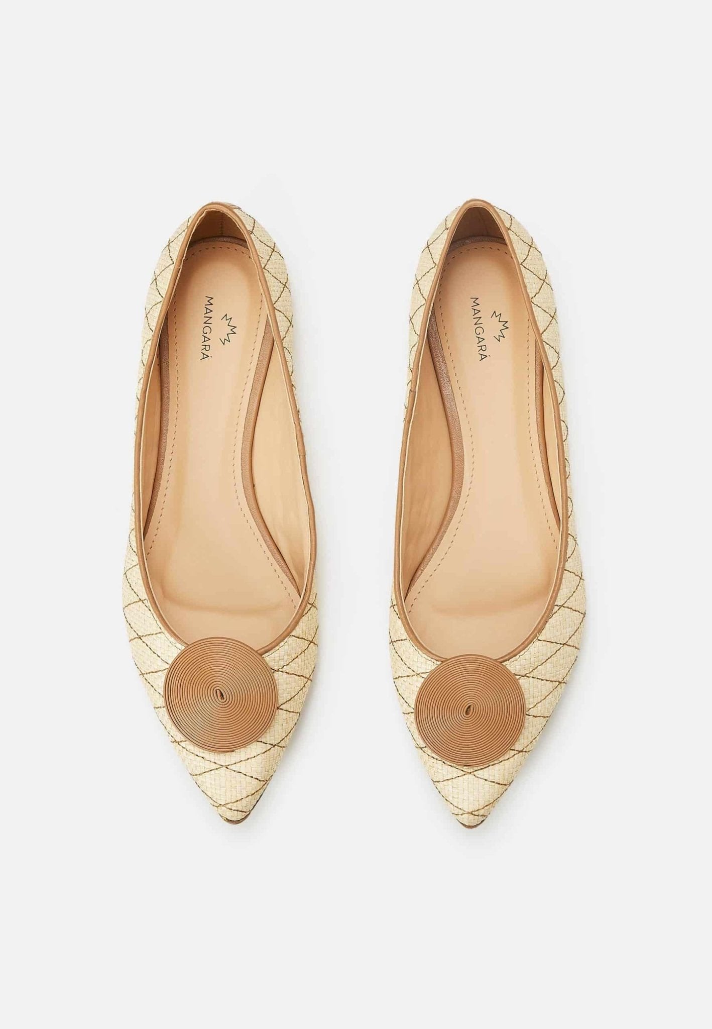 Coroba Ballerinas Beige – Raffia Pointed - Toe Flats - Norvear.comshoesNorvear.com
