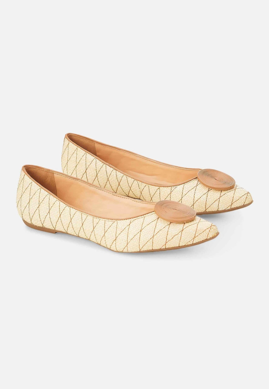 Coroba Ballerinas Beige – Raffia Pointed - Toe Flats - Norvear.comshoesNorvear.com