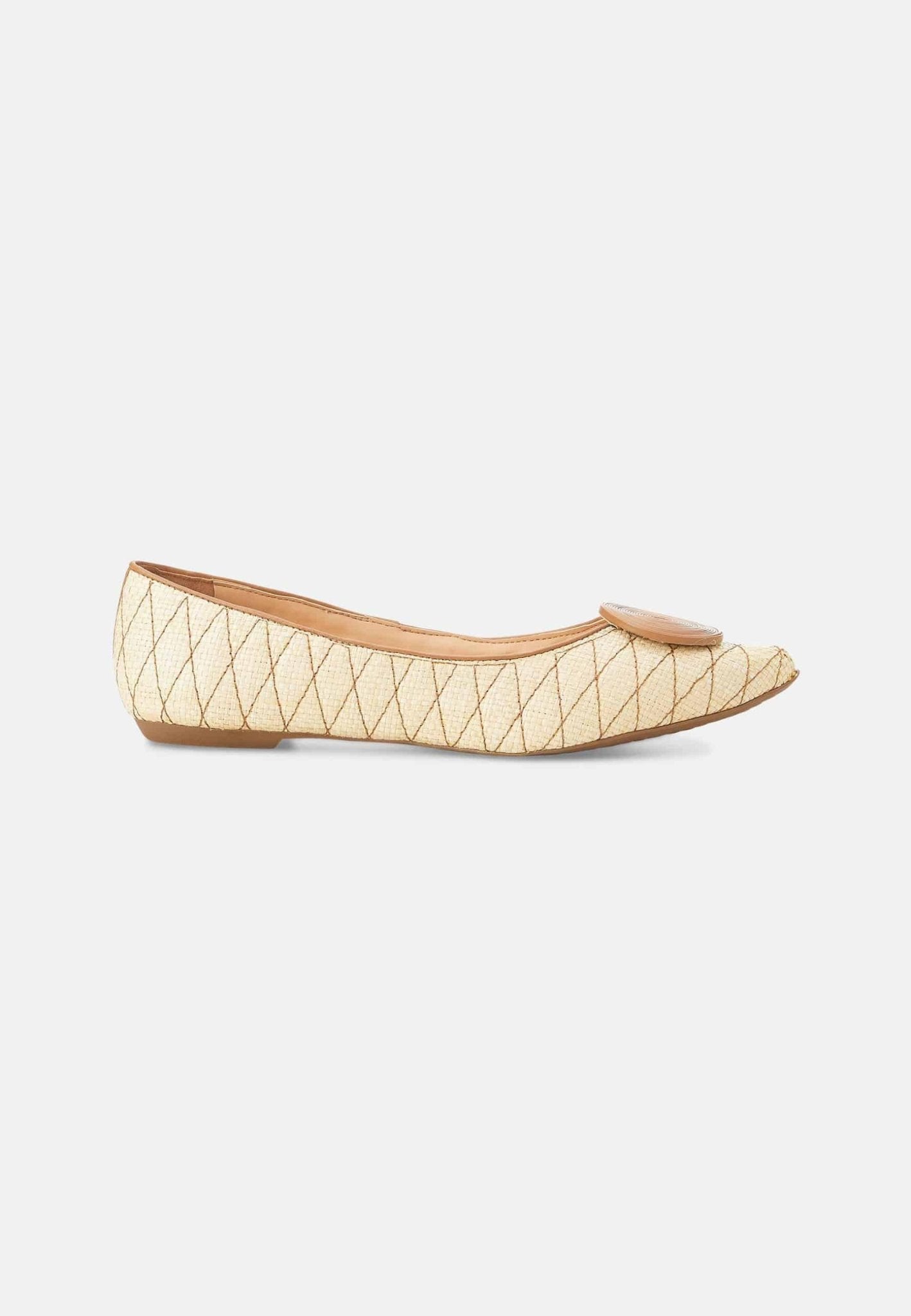 Coroba Ballerinas Beige – Raffia Pointed - Toe Flats - Norvear.comshoesNorvear.com