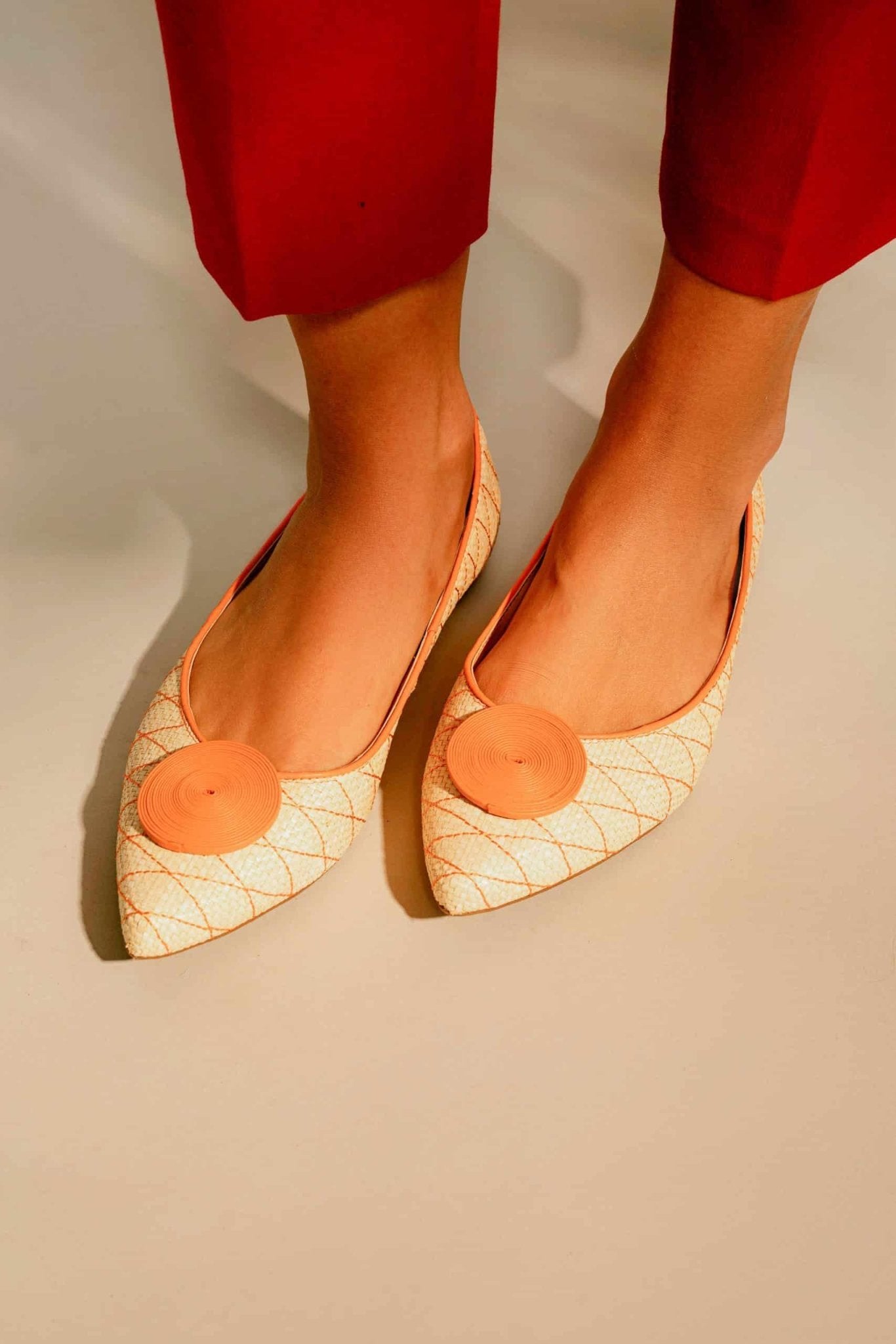 Coroba Ballerinas Beige – Raffia Pointed - Toe Flats - Norvear.comshoesNorvear.com